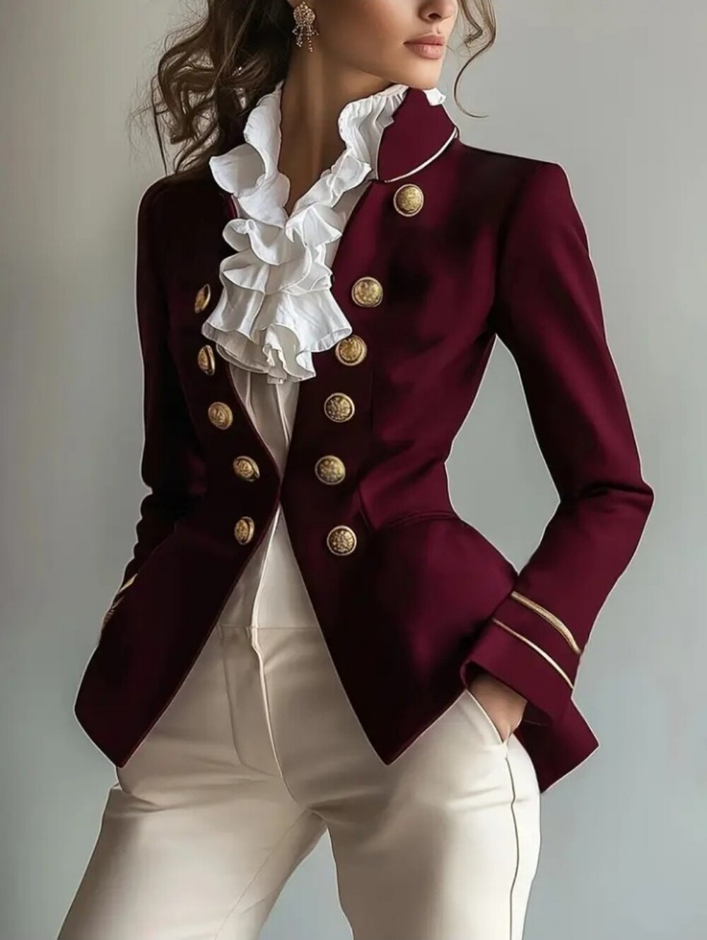 Wealthy Fashionable Temperament Casual Elegant Vintage Solid Color Suit Jacket